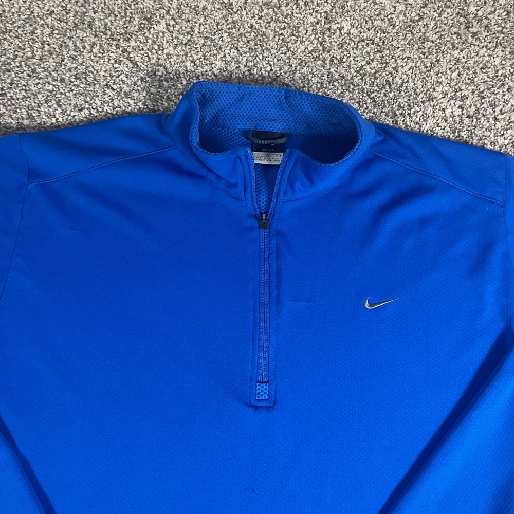 Nike Dri-FIT Quarter Zip Pullover Mens XL Blue Grey Mesh Athletic Golf Shirt - Picture 2 of 8